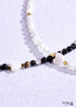 Boho Necklace,Seed Bead Choker, Black and White Crystal